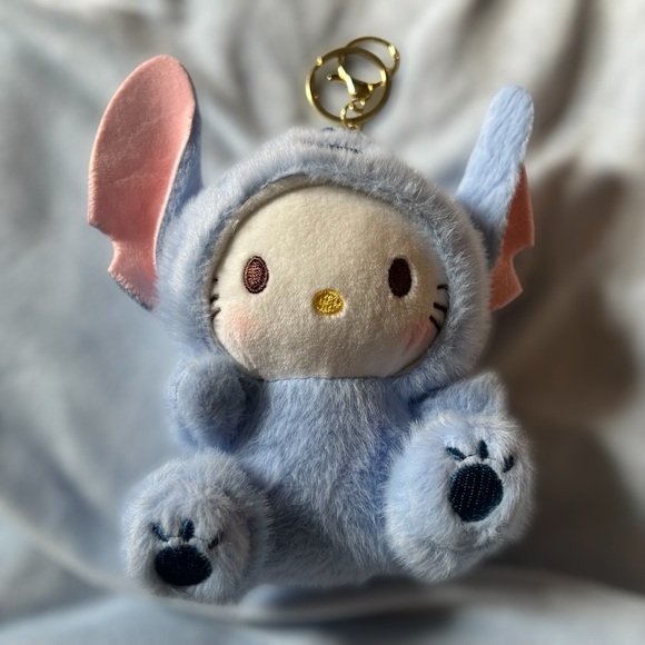 Hello Kitty Dressed as Stitch Plush Keychain – Cute Blue Costume, 5” - Picture 6 of 7